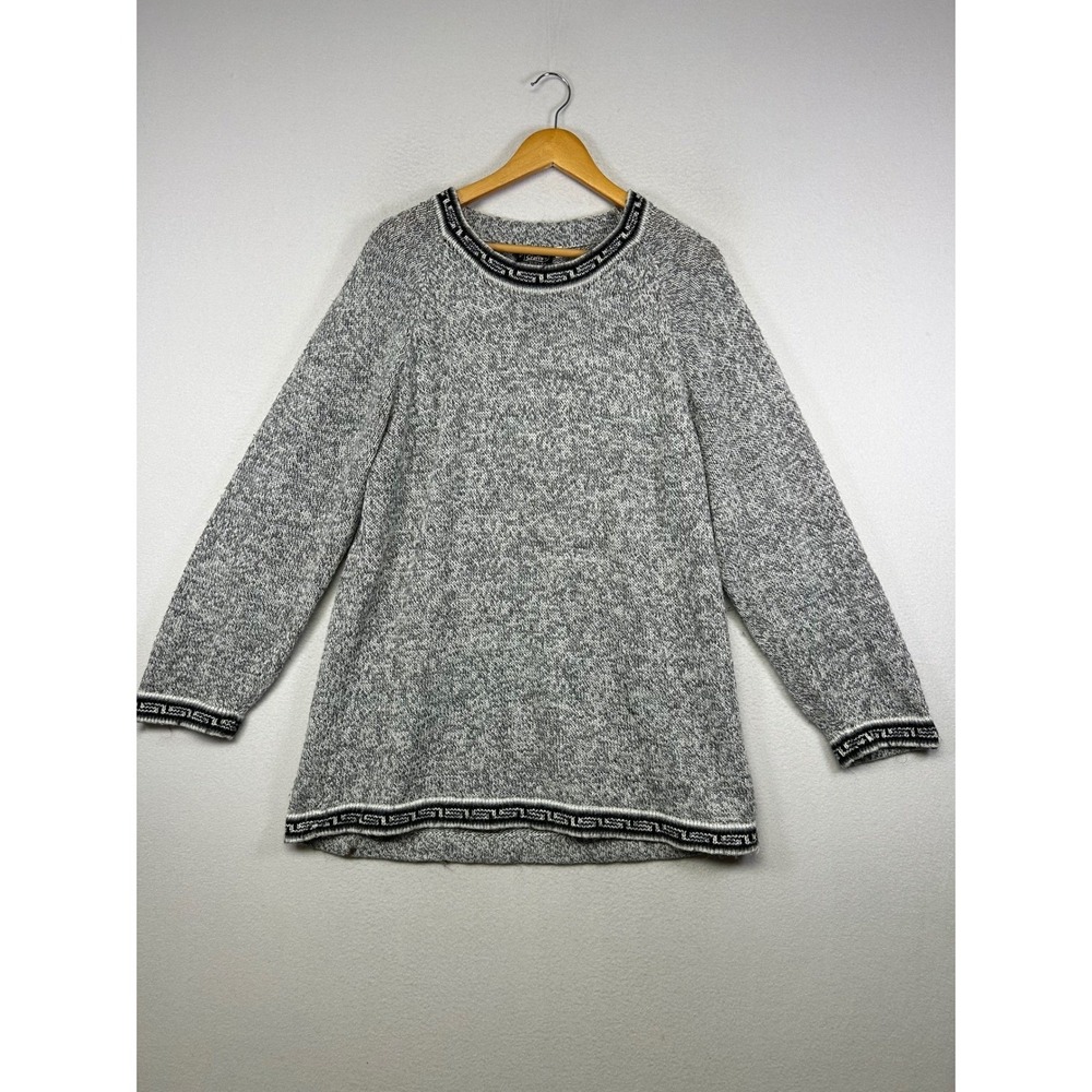 Boho‎ Alpaca Crafts Womens Large Grey 100% Alpaca Fiber Greek Key Border Sweater